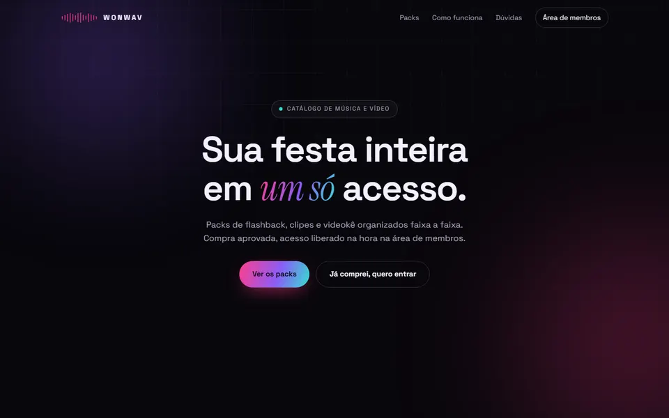 Página inicial da WONWAV